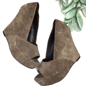 Elizabeth and James Taupe Suede Wedge